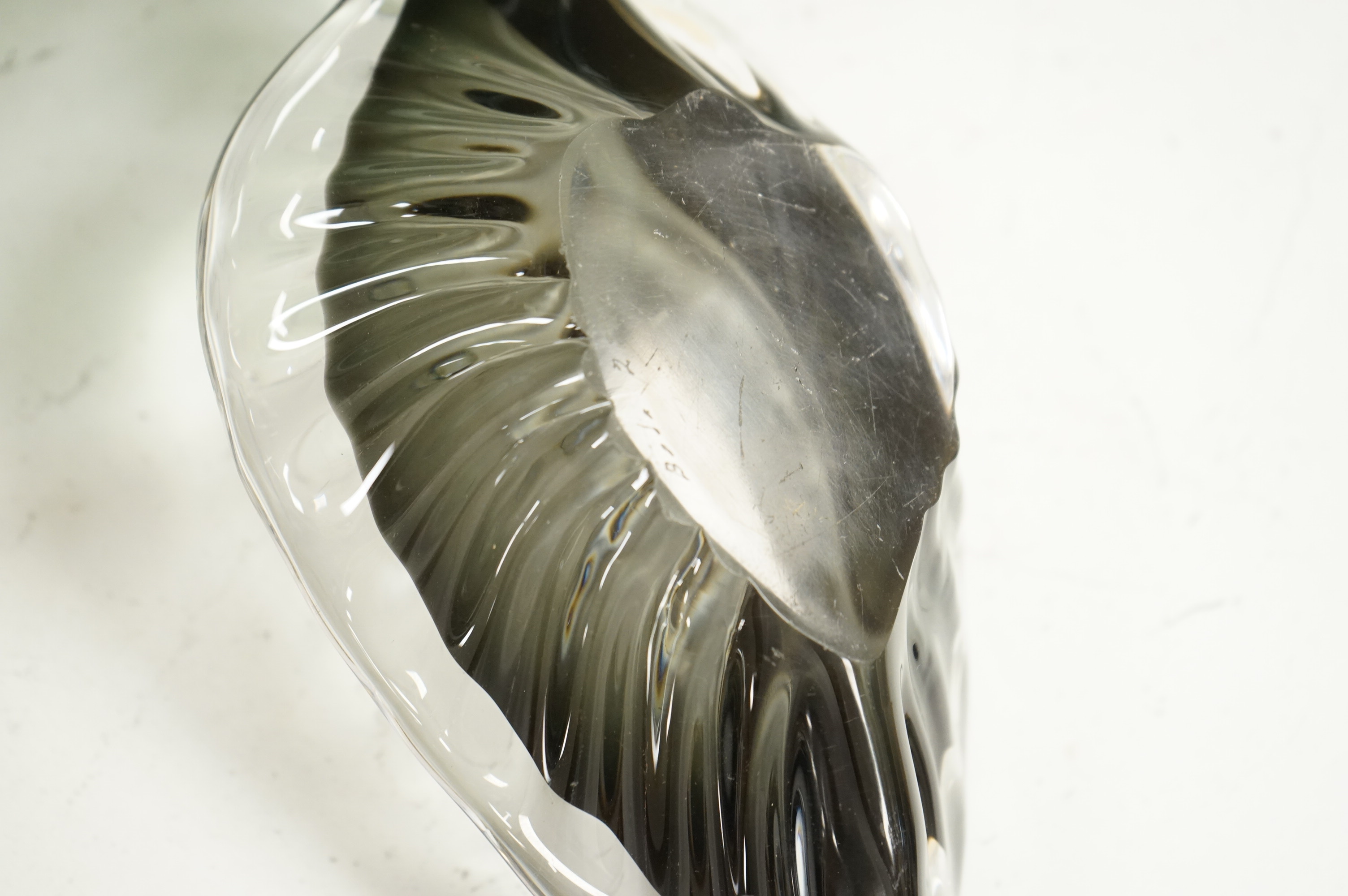 Bertil Vallien for Kosta Boda, an art glass bowl and vase, Holmegaard smoke-glass vase, Ken Benson vase and two other items, largest 31cm wide